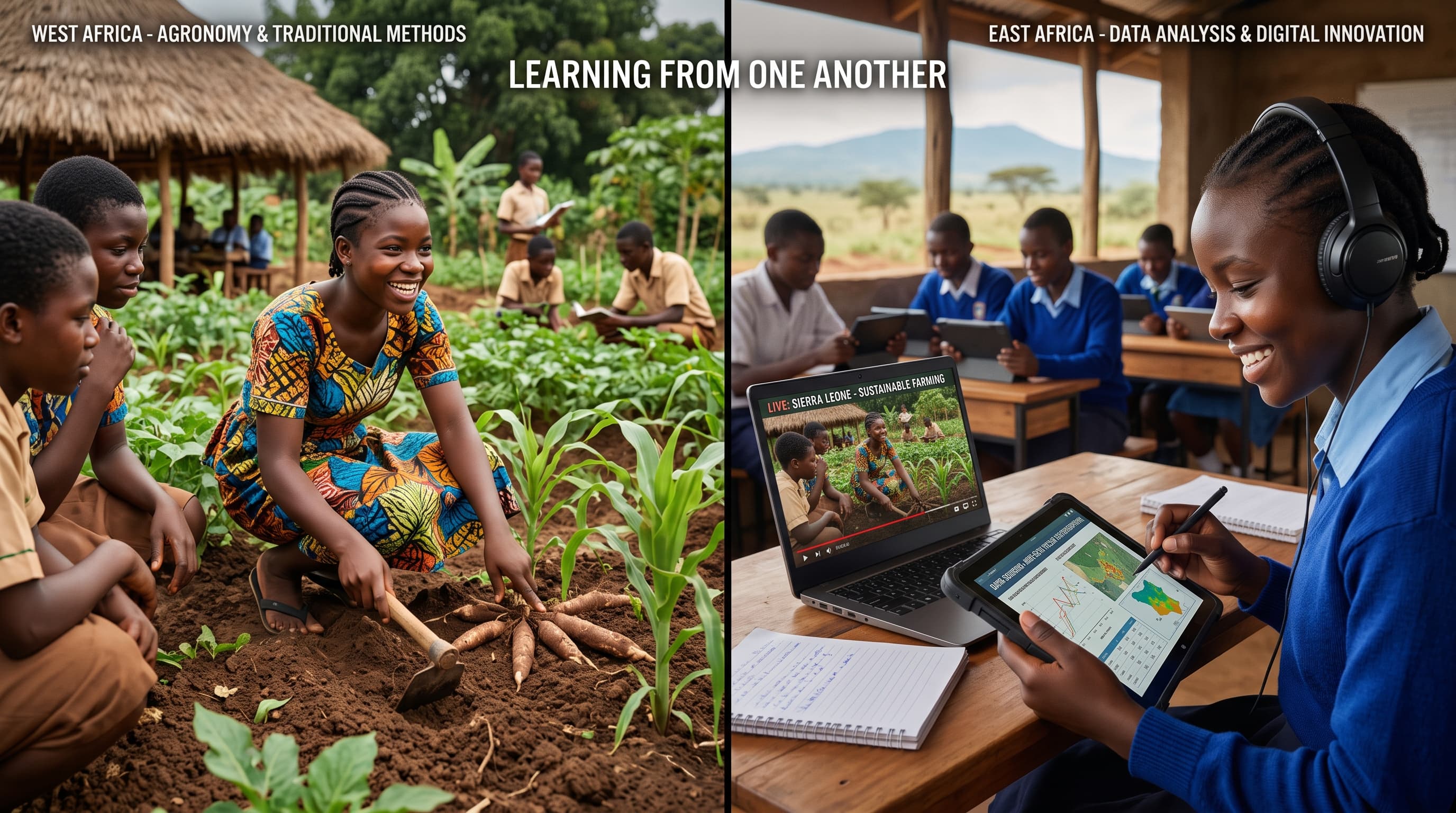 Students collaborating on Koosasa — Sierra Leone and Uganda