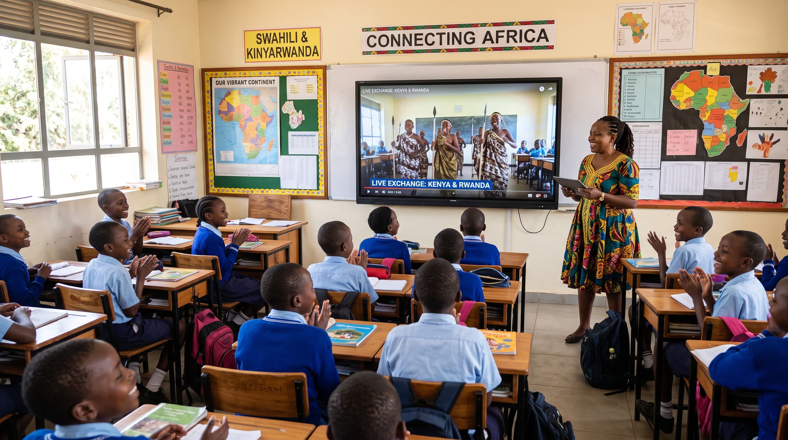 A Koosasa teacher guiding students through a classroom collaboration